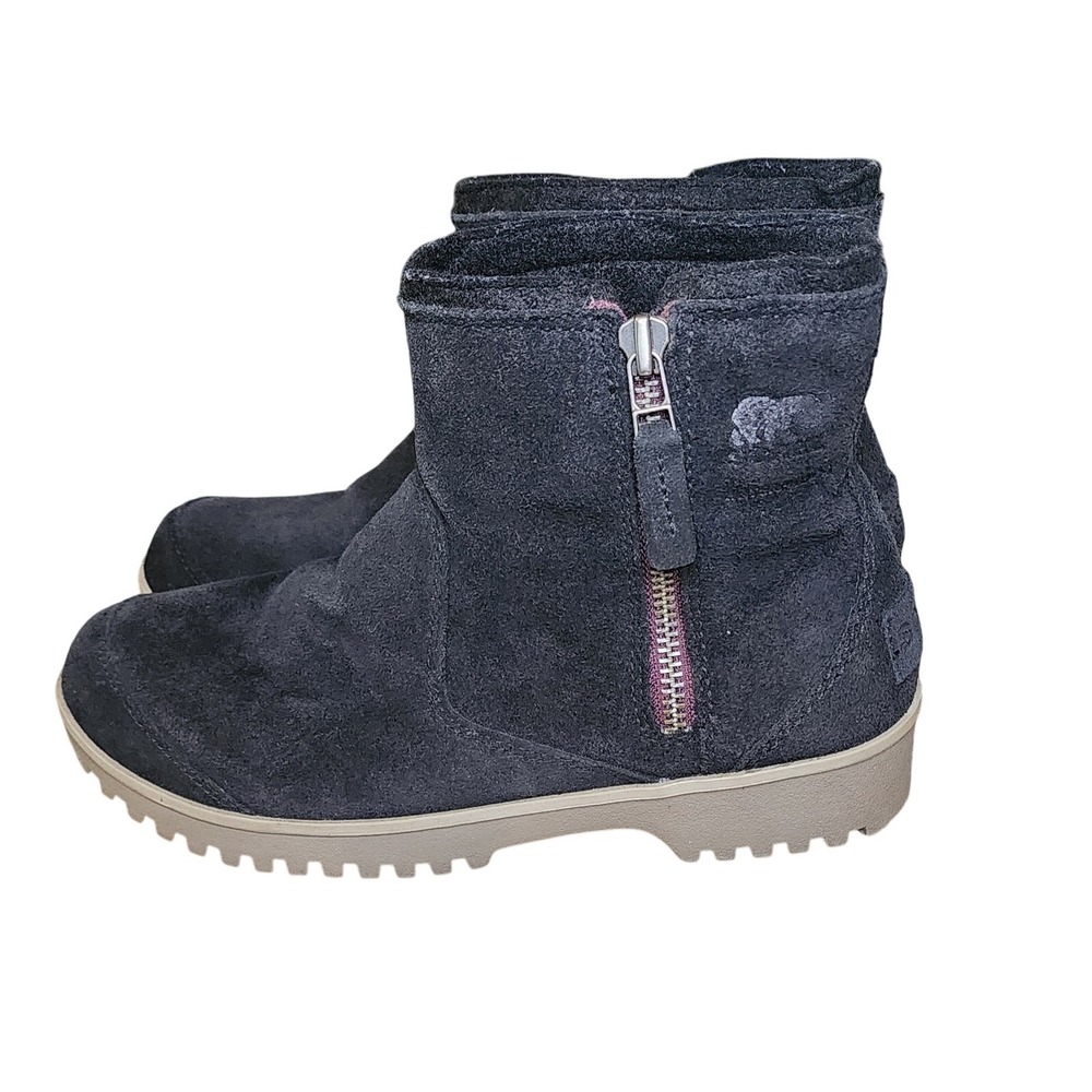 Sorel Meadow Zip Waterproof Suede Winter Snow Boots Sz 7  Black